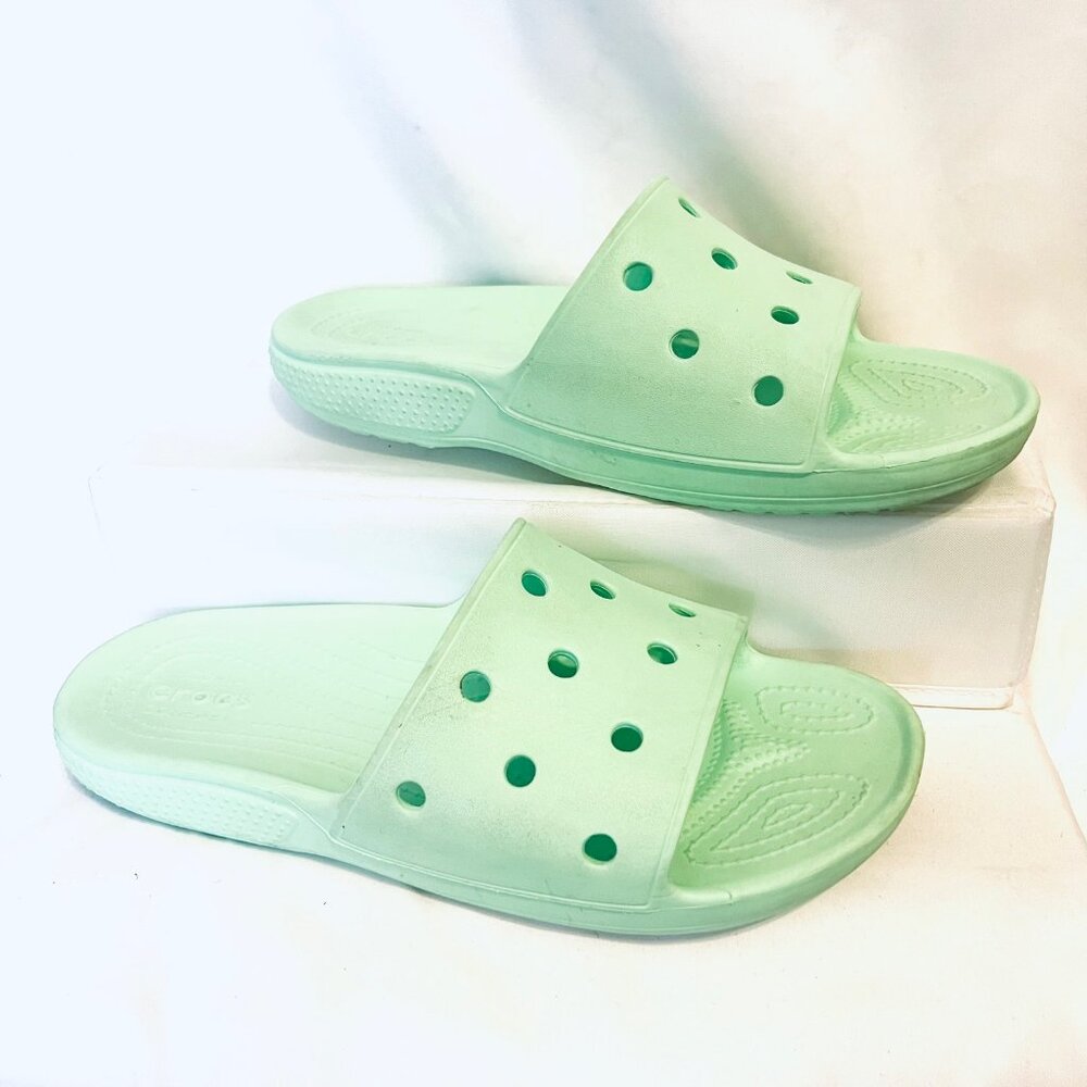 Crocs Iconic Comfort Mint Green Unisex (M-6, W-8)  Slip on Slides-Waterproof